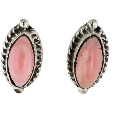 Bucky Belin Navajo Sterling Pink Conch Earrings