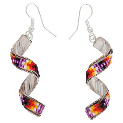 Lucille Romone Navajo Sterling Microbead Spiral Earrings