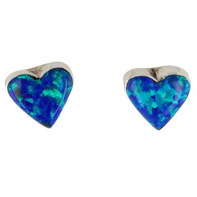 Arlinda Lalio Zuni Sterling Opal Heart Earrings