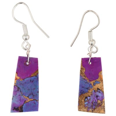 Southwest Sterling Violet Dahlia Slab Earrings