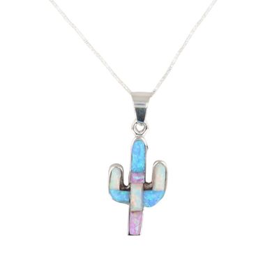 Allen Lee Navajo Sterling Opal Cactus Necklace