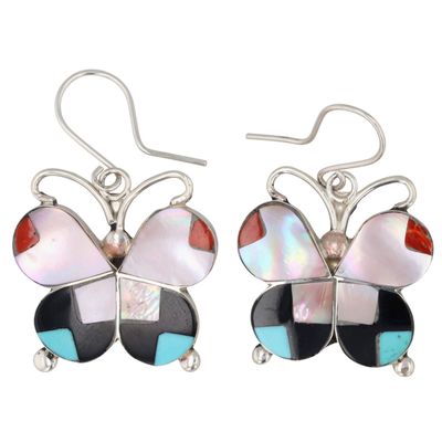 Allison Dishta Zuni Sterling Multi-Stone Butterfly Earrings