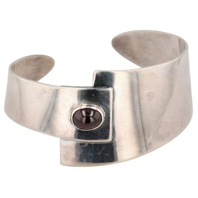 Sterling Gemstone Modernist Cuff Bracelet