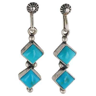 Verley Betone Navajo Sterling Kingman Turquoise Earrings