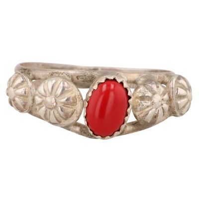 Southwest Sterling Coral Ring Sz 9