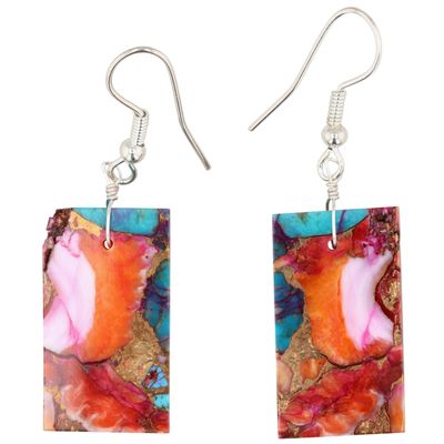 Jameson Pete Navajo Sterling Dahlia Slab Earrings