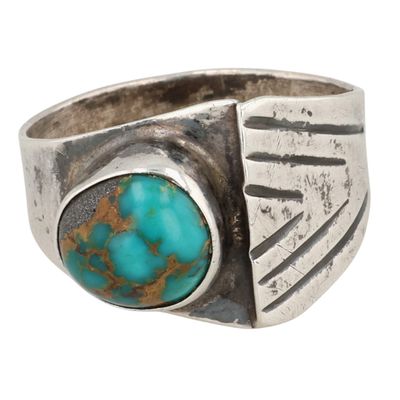 Vintage Navajo Sterling Turquoise Ring Sz 8.75