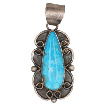 Merle House Navajo Sterling Kingman Turquoise Pendant