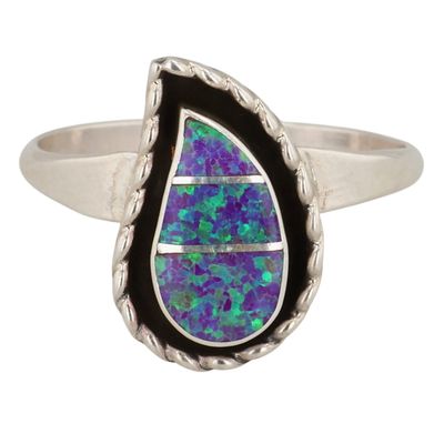 Faye Lowsayatee Zuni Sterling Opal Inlay Ring Sz 7.25