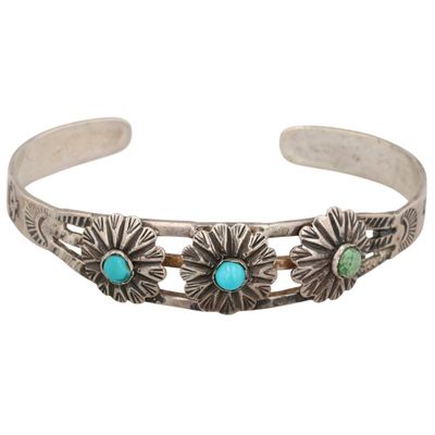 Vintage Navajo Sterling Turquoise Cuff Bracelet