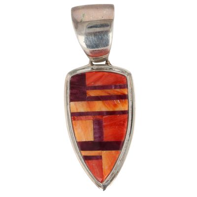 First American Traders Sterling Spiny Oyster Inlay Pendant