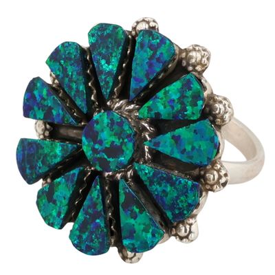 Delbert & Melinda Chavez Zuni Sterling Opal Ring Sz 8