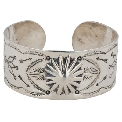 Vintage Navajo Sterling Stamped Cuff Bracelet