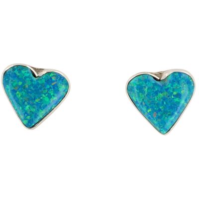Arlinda Lalio Zuni Sterling Opal Heart Earrings