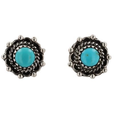 Robert Martinez Navajo Sterling Kingman Turquoise Earrings