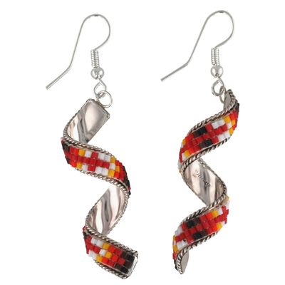 Lucille Romone Navajo Sterling Microbead Spiral Earrings