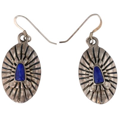 Signed Southwest Sterling Lapis Lazuli Earrings