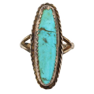 Vintage Signed Sterling Turquoise Ring Sz 6