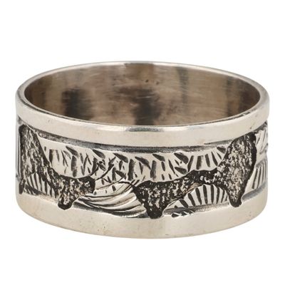 Elaine Becenti Navajo Sterling Stamped Ring Sz 11