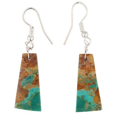 Southwest Sterling Turquoise Slab Earrings