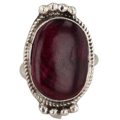 Marcella James Navajo Sterling Purple Spiny Oyster Adjustable Ring