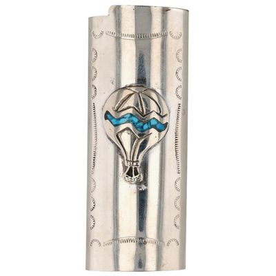 Southwest Sterling Crushed Turquoise Hot Air Balloon Lighter Case
