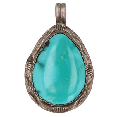 Herbert Tsosie Navajo Sterling Turquoise Pendant