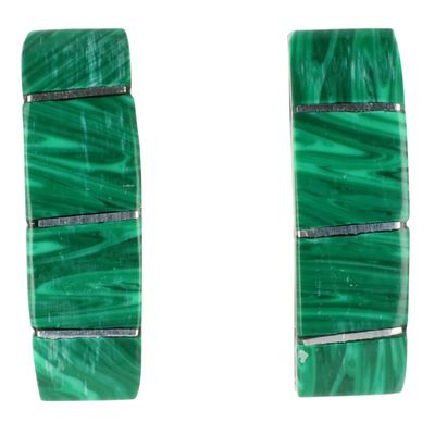 Kathy Siutza Zuni Sterling Malachite Inlay Earrings