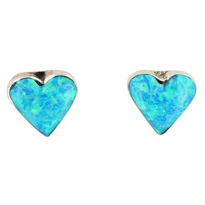 Arlinda Lalio Zuni Sterling Opal Heart Earrings