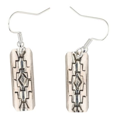Florence Tahe Navajo Sterling Stamped Bar Earrings