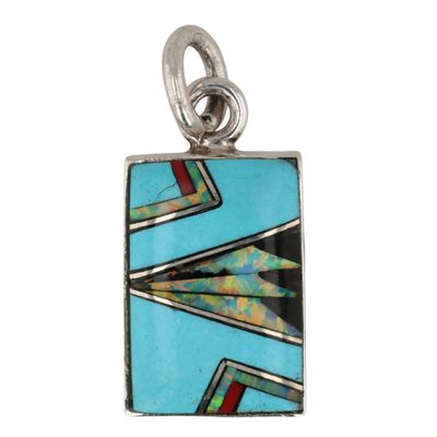 Southwest Sterling Multi-Stone Inlay Pendant
