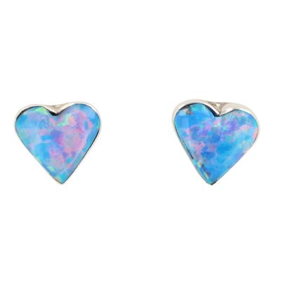 Arlinda Lalio Zuni Sterling Opal Heart Earrings