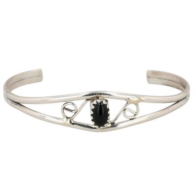 Southwest Sterling Onyx Baby Cuff Bracelet