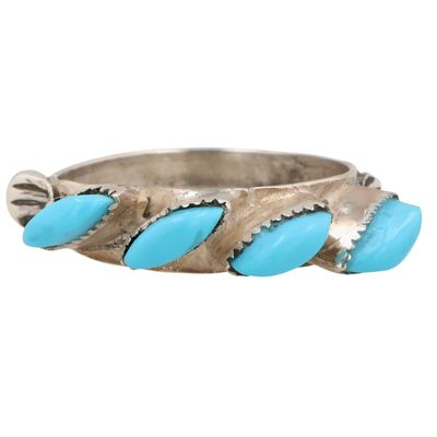 Southwest Sterling Turquoise Petit Point Ring Sz 5