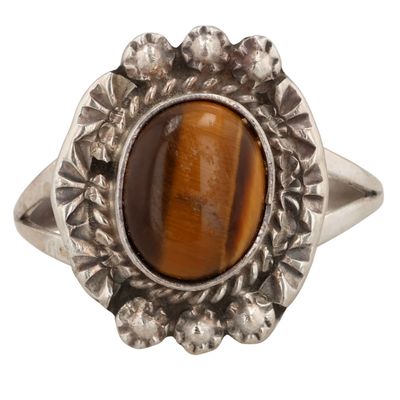 Navajo Sterling Tiger's Eye Ring Sz 7.5