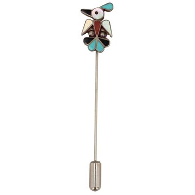 Zuni Sterling Multi-Stone Inlay Thunderbird Stick Pin