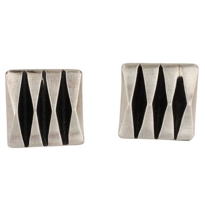 Leander Tahe Navajo Sterling Channel Earrings