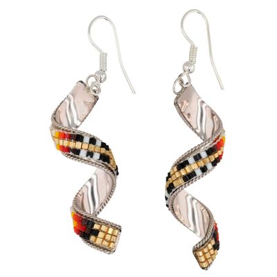 Lucille Romone Navajo Sterling Microbead Spiral Earrings