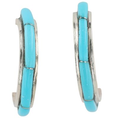 Margarita Chuya Zuni Sterling Turquoise Inlay Earrings