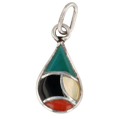 Zuni Sterling Multi-Stone Fishscale Inlay Pendant