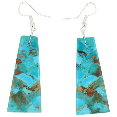 Jameson Pete Navajo Sterling Compressed Turquoise Slab Earrings