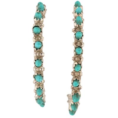 Marlon Quam Zuni Sterling Kingman Turquoise Snake Eye Earrings