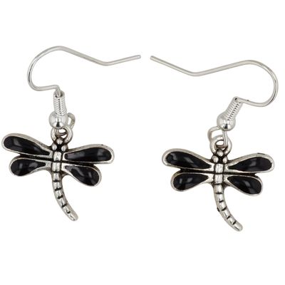 Kent Lonjose Zuni Sterling Onyx Dragonfly Earrings