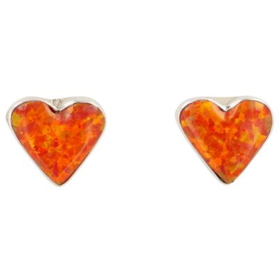 Arlinda Lalio Zuni Sterling Opal Heart Earrings