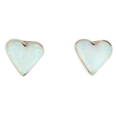 Arlinda Lalio Zuni Sterling Opal Heart Earrings