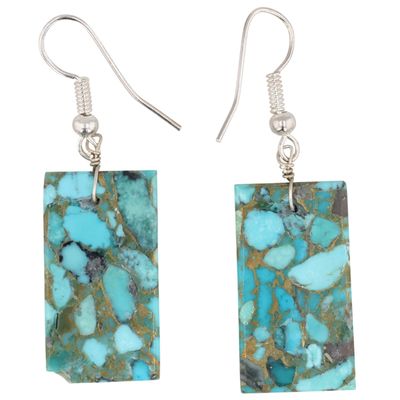 Jameson Pete Navajo Sterling Turquoise Slab Earrings