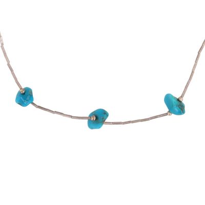 Southwest Sterling Liquid Silver Turquoise Chunk Necklace