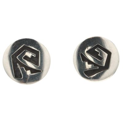 Signed Hopi Sterling Overlay Earrings