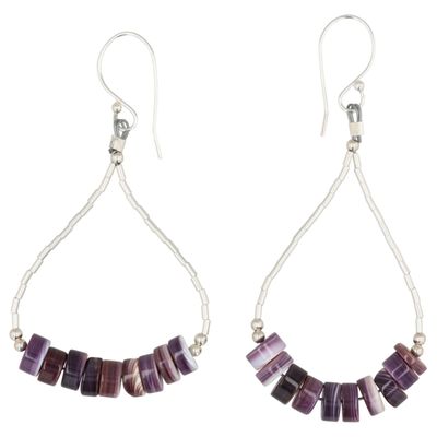 Southwest Sterling Liquid Silver Wampum Shell Earrings
