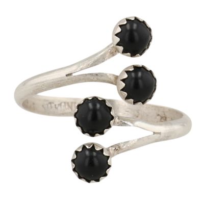 Dorothy Yazzie Navajo Sterling Onyx Adjustable Ring